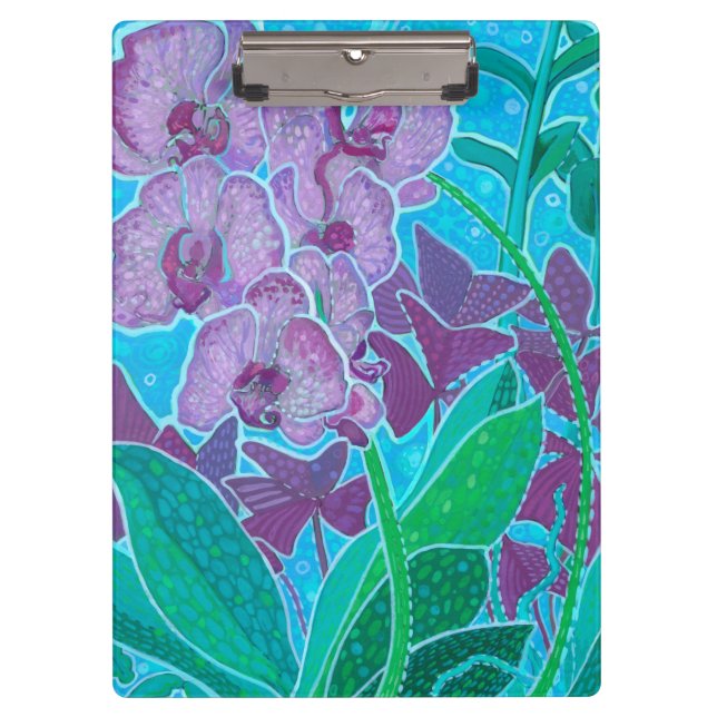 Carpeta De Pinza Ventana Jardín Orquídea Flores Arte Botánico Flora (Anverso)