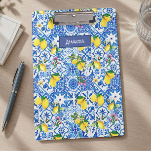 Carpeta De Pinza Verano mayólica azul Sicilia cítricos Mediterráneo