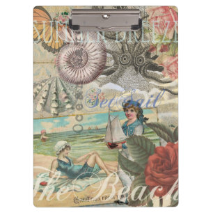 Carpeta De Pinza verano playa vintage pulpo antiguo velero