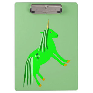 Carpeta De Pinza Verde irlandés lindo y unicornio de oro