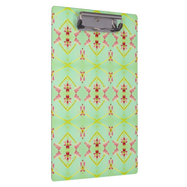 Carpeta De Pinza Verde Turquesa Con Floral (Derecha)
