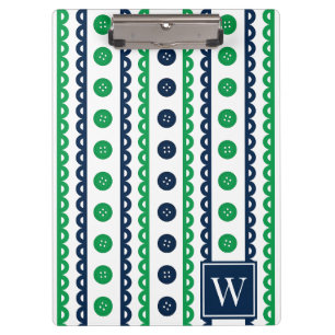 Carpeta De Pinza Verde y Navy Preppy Craft y Sewing Rayado