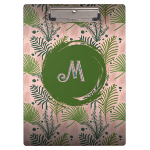 Carpeta De Pinza Verdor botánico Hojas de color de agua Monograma