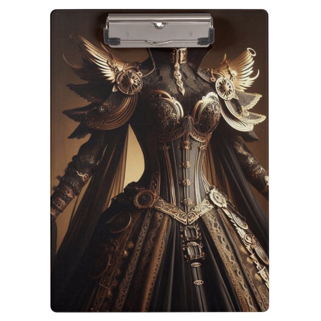 Carpeta De Pinza Vestíbulo de Emperatriz Negro y Oro de Steampunk V (Anverso)