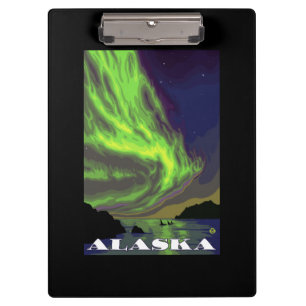 Carpeta De Pinza Viaje del vintage de la aurora boreal y de las
