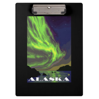 Carpeta De Pinza Viaje del vintage de la aurora boreal y de las