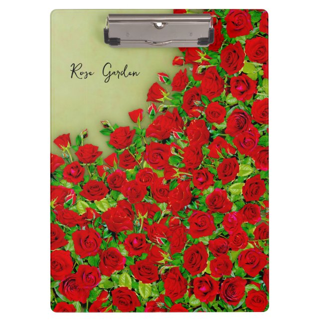 Carpeta De Pinza Vibrant Red Rose Garden Floral Pattern (Anverso)