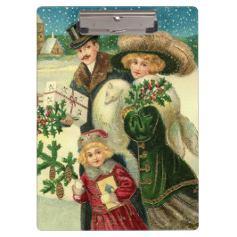 Carpeta De Pinza Victorian family in the snow Christmas scene