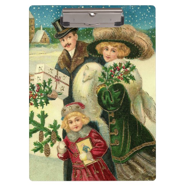Carpeta De Pinza Victorian family in the snow Christmas scene (Anverso)