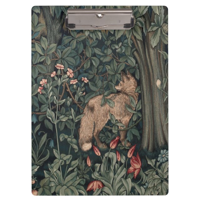Carpeta De Pinza Vida silvestre William Morris Greenery Fox (Anverso)