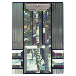 Carpeta De Pinza Vidrio biselado metálico estilo plata negro modern