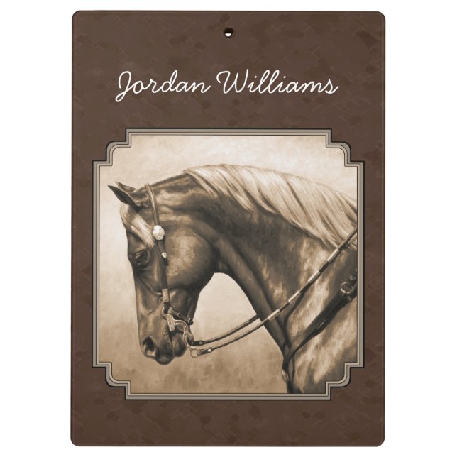 Carpeta De Pinza Viejo Barrio Oeste Caballo Sepia Brown (Reverso)