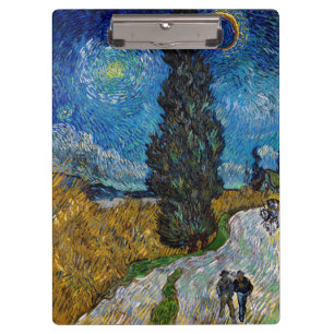 Carpeta De Pinza Vincent van Gogh - Road with Cypress and Star