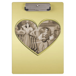 Carpeta De Pinza Viñeta Romance, hombre y mujer, oro