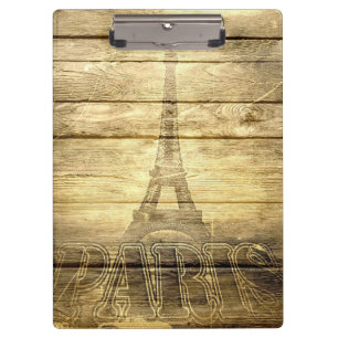 Carpeta De Pinza Viñeta Torre Eiffel de París en madera
