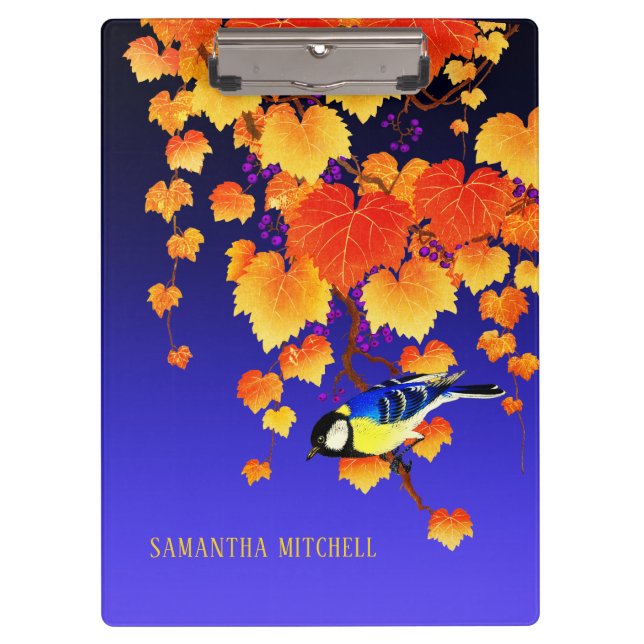 Carpeta De Pinza Vino de uva de otoño Naranja de aves de gran teta  (Anverso)