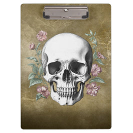 Carpeta De Pinza Vintage black and white hand drawn skull tattoo