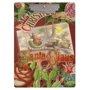 Carpeta De Pinza Vintage Christmas Santa Claus Sleigh