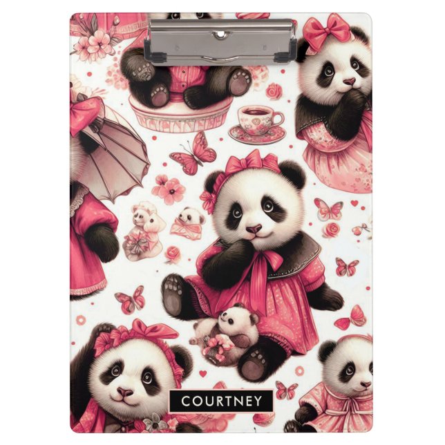 Carpeta De Pinza Vintage Cute Baby Panda Seamless (Anverso)