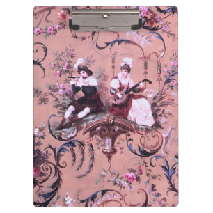 Carpeta De Pinza Vintage French Pink Toile Estilo Victoriano Floral