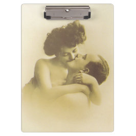 Carpeta De Pinza Vintage love couple kissing sepia illustration