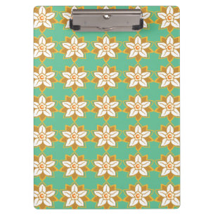 Carpeta De Pinza Vintage Patrón de Jonquilo floral verde y amarillo