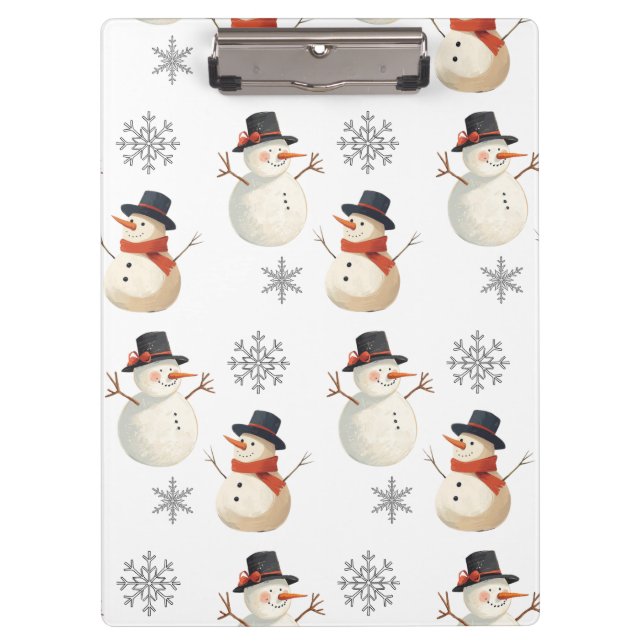 Carpeta De Pinza Vintage Snowman Christmas Snowflakes (Anverso)