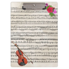 Carpeta De Pinza Violín con chapa de época y música y Rosas