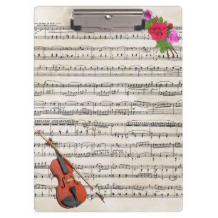 Carpeta De Pinza Violín con chapa de época y música y Rosas