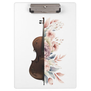 Carpeta De Pinza Violín con flores.