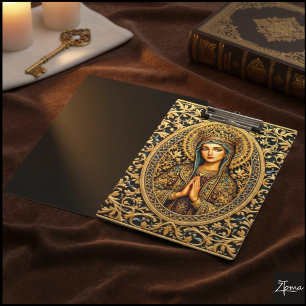 Carpeta De Pinza Virgen María Reverencia Dorada