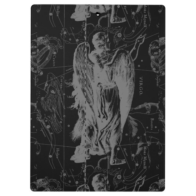 Carpeta De Pinza Virgo Constellation Hevelius 1690 en negro (Reverso)