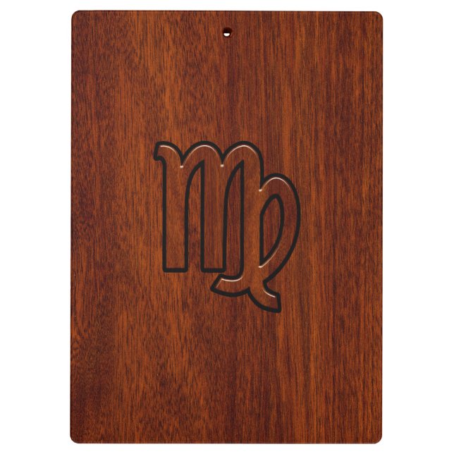 Carpeta De Pinza Virgo Zodiac al estilo de madera de Mahogany (Reverso)