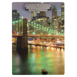 Carpeta De Pinza Vista del Lower Manhattan y del puente de Brooklyn