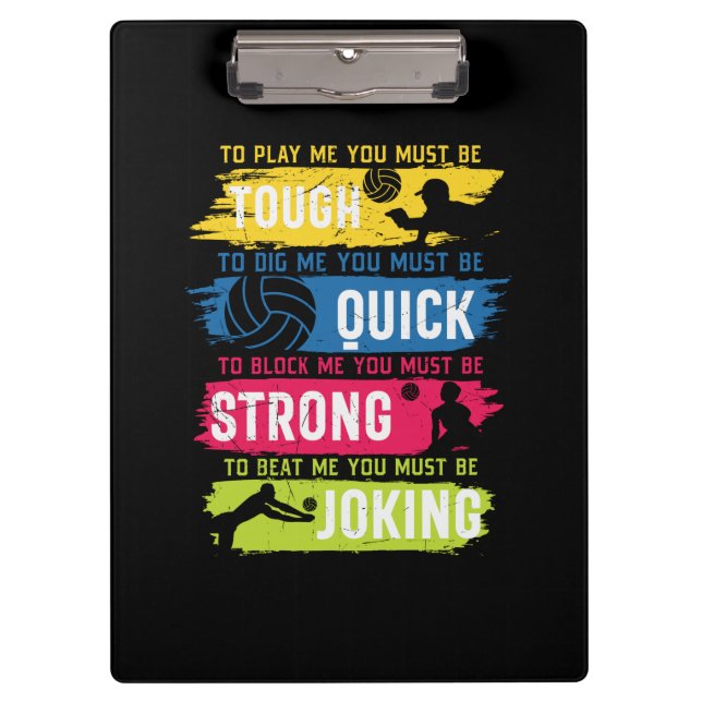 Carpeta De Pinza Volleyball Player | Tough Quick Strong (Anverso)