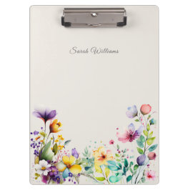 Carpeta De Pinza Watercolor Colorful Spring Wildflower Clipboard