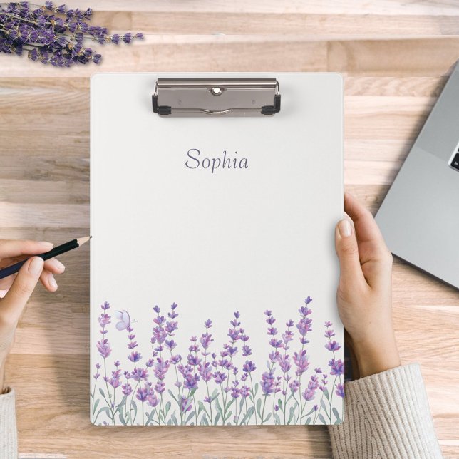Carpeta De Pinza Watercolor Lavender Floral Purple Clipboard (Subido por el creador)