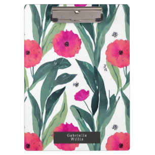 Carpeta De Pinza Watercolor Poppies Botánicos Patrón Floral