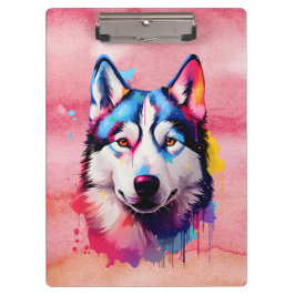 Carpeta De Pinza Watercolor Siberian Husky arte colorido