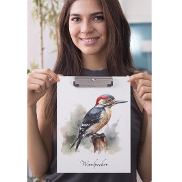Carpeta De Pinza Watercolor Woodpecker Woodland, personalizado