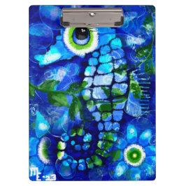 Carpeta De Pinza Whimsical Abstract Seahors Blue Verde azulado Gree