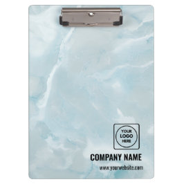 Carpeta De Pinza White Marble Business Logo Pro clipboard