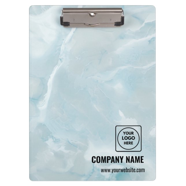 Carpeta De Pinza White Marble Business Logo Pro clipboard (Anverso)