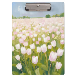 Carpeta De Pinza White Tulips Flower Field Painting