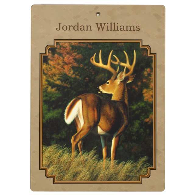 Carpeta De Pinza Whitetail Buck Deer Hunting Tan (Reverso)