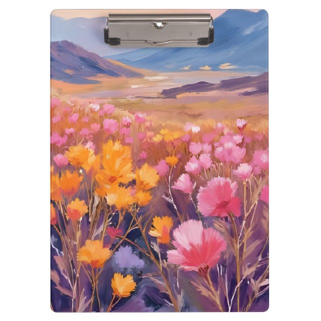 Carpeta De Pinza Wildflower Field | Floral Landscape Painting (Anverso)