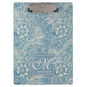 Carpeta De Pinza William Morris, monograma azul de la maravilla de