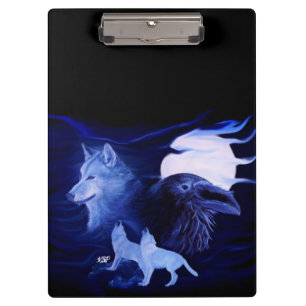 Carpeta De Pinza Wolf y Raven con luna llena