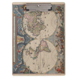 Carpeta De Pinza World Map Globe Travel Antiguo