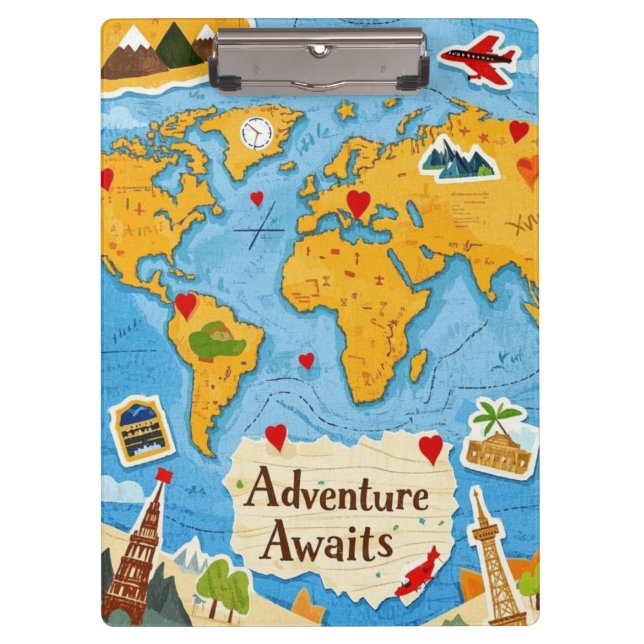 Carpeta De Pinza World Map Heart Pins Adventure (Anverso)